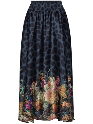 Karmamia Savannah Skirt, Navy Flower Leopard